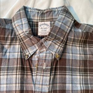 Brooks Brothers Men's Casual Plaid Shirt - Blue and Brown